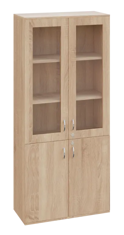 SPO 32 skříň 4-dveřová, 2x sklo lamino - dub bardolino